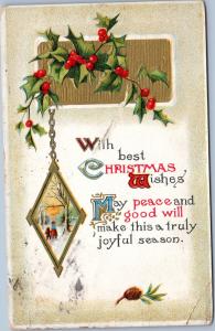 With Best Christmas Wishes - Flag cancel - two postmarks - 1912