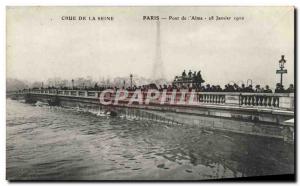 Old Postcard Paris Pont de L & # 39Alma Crue De La Seine Eiffel Tower