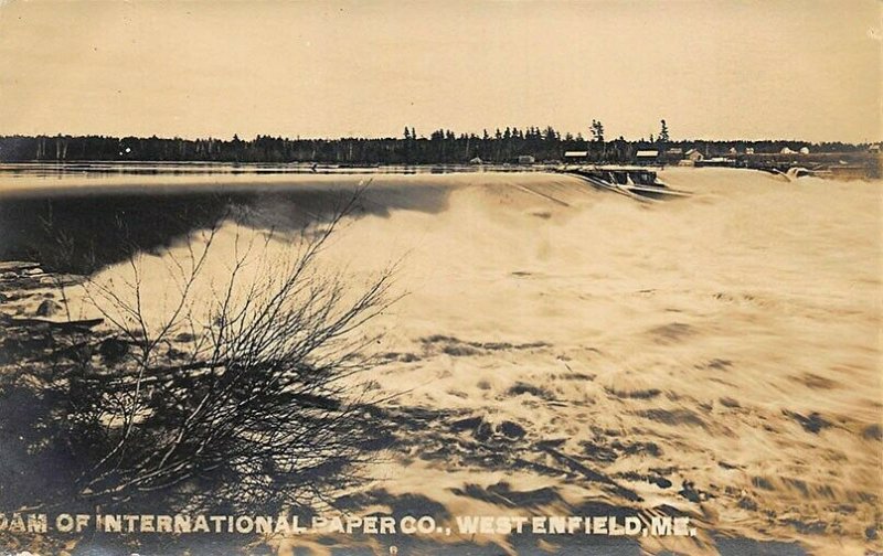 Westenfield ME Dam of International Paper Company Real Photo Postcard