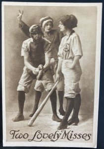 Mint USA Picture Postcard Women Vintage Baseball Two Lovely Misses