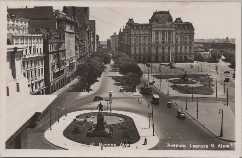 RPPC Postcard Avenida Leandro N Alem Buenos Aires Argentina