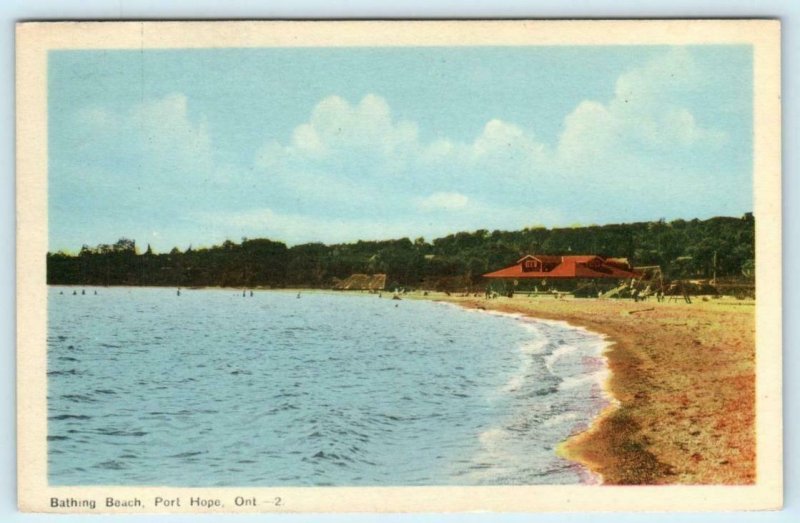 PORT HOPE, Ontario Canada ~ BATHING BEACH 1948  Postcard