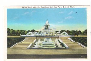 James Scott Memorial Fountain Belle Isle Park Detroit Michigan PreLinen Postcard