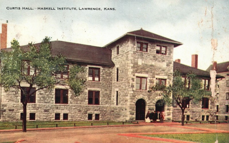 Curtis Hall Haskell Institute Lawrence Kansas KS Vintage Postcard c1930