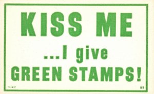 Vintage Postcard 1910's Kiss Me I Give Green Stamps!  Comic