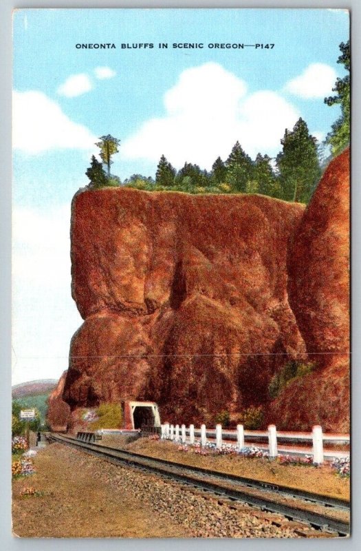 Railroad Train Track Postcard - Oneonta Bluffs - Oregon
