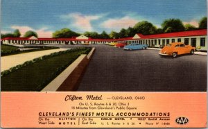Linen Postcard Clifton Motel Route 6 and 20 in Cleveland, Ohio