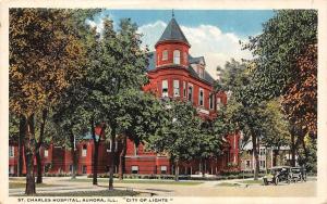 AURORA, IL Illinois    ST CHARLES HOSPITAL  City of Lights  1919 Postcard