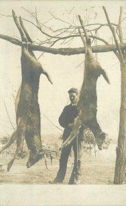 C-1910 Hunter Dead Deer RPPC Photo Postcard 21-7672