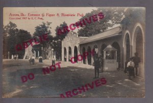 Aurora ILLINOIS RPPC 1907 AMUSEMENT PARK Riverview ROLLER COASTER Ticket Booth