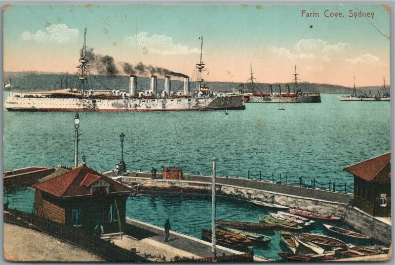 FARM COVE SYDNEY AUSTRALIA SHIPS ANTIQUE POSTCARD