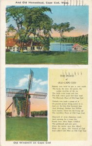 Peace of Old Cape Cod Poem Old Homestead and Windmill Massachusetts pm 1929 - WB