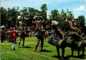 VINTAGE CONTINENTAL SIZE POSTCARD ATHE AKAMBA DANCERS OF EAST AFRICA MAILED 1979