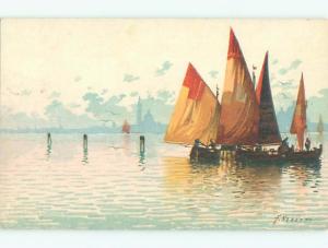 Divided-Back BOAT SCENE Great Nautical Postcard AB0402