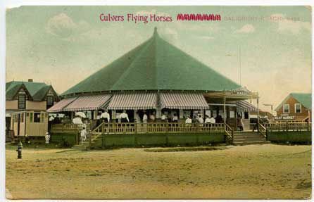 Salisbury Beach MA Culver's Flying Horses Carousel Merry Go Round Postcard