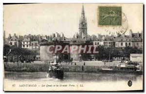 Postcard Old Saint Malo Quays and the Great Gate