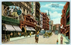 NEW YORK CITY, NY ~ Street Scene CHINATOWN Wing Tong Hook & Co c1930s Postcard