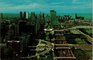 Chicago Illinois aerial view Michigan Ave Grant Park Lake Postcard