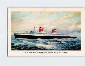 Postcard SS United States World's Fastest Liner
