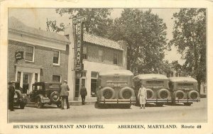 RPPC Postcard Maryland Aberdeen Hunter's Restaurant Hotel automobiles 23-5285