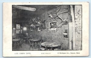 DETROIT, MI Michigan ~ LOG CABIN CAFE Taxidermy  c1910s Roadside  Postcard