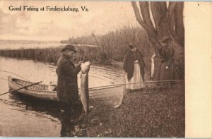 1972 Fredericksburg, VA Good Fishing Postcard