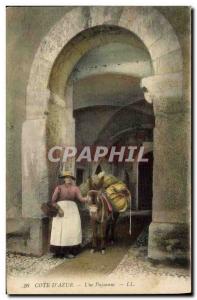 Old Postcard Picking A peasant Cote d & # 39Azur TOP Donkey Mule