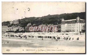 Old Postcard Trouville the Beach Luxury hotels And the hotel has Low tide