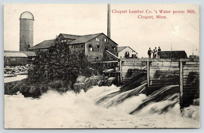 Cloquet MN~Lumber Co~Water Power Mill~Men & Boy~Sawdust Burner~Smokestack c1910 