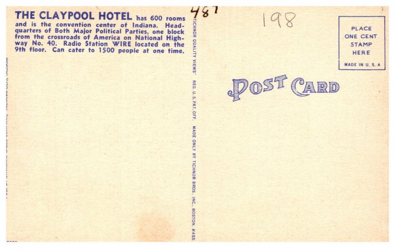 Indiana  Indianapolis  Claypool Hotel