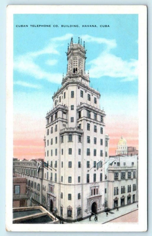 HAVANA, CUBA ~ View of CUBAN TELEPHONE Company Building c1920s  Postcard