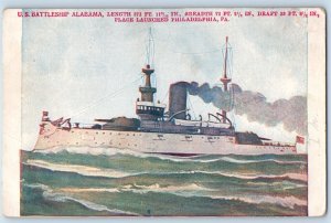 US Battleship Alabama US Navy Ship Place Launched Philadelphia PA Postcard