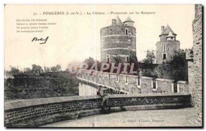 Old Postcard Fougeres Chateau Walk on the Ramparts