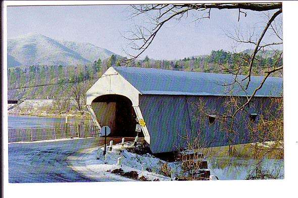 Covered Bridge in Winter Snow, Windsor, Vermont, Photo Winston Pote