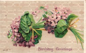 Vintage Postcard Best Birthday Greetings Flower Bouquet Design Remembrance