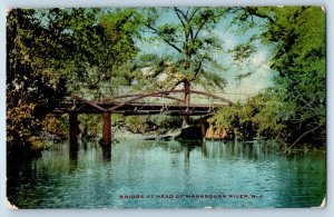 c1910 Manasquan River New Jersey NJ Vintage Postcard Bridge Head Forest Posted