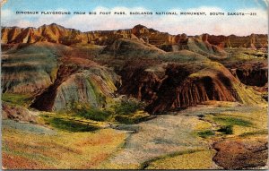 Vtg South Dakota SD Dinosaur Playground from Big Foot Pass Badlands Postcard