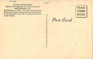 Alphonse 1940s Maylie's Restaurant roadside New Orleans Louisiana postcard 8053