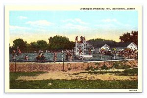 Postcard Municipal Swimming Pool Hutchinson Kansas