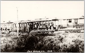 San Diego CA 1888 Transit People Rail Cars Unused Reproduction RPPC Postcard H80