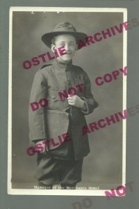 Wahpeton NORTH DAKOTA RPPC c1910 ADVERTISING Merchants Hotel BOY SCOUT Studio