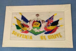 WW1 EMBROIDERED SILK POSTCARD SOUVENIR DE DIEPPE   D1