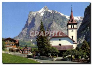 Old Postcard Grindelwald Kirche mit Wetterhorn
