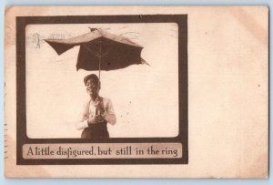 Waseca Minnesota MN Postcard Black American Boy Broken Umbrella c1910's Antique