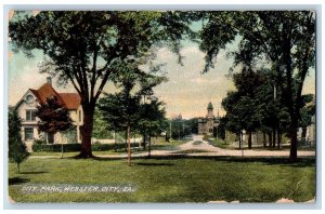 1908 City Park Buildings Trees Dirt Road Webster City Iowa IA Antique Postcard