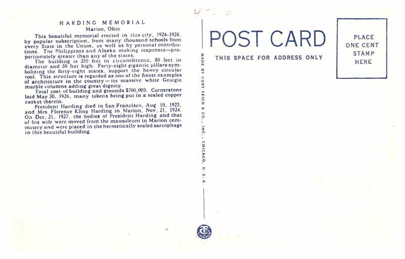 Postcard MONUMENT SCENE Marion Ohio OH AQ8357