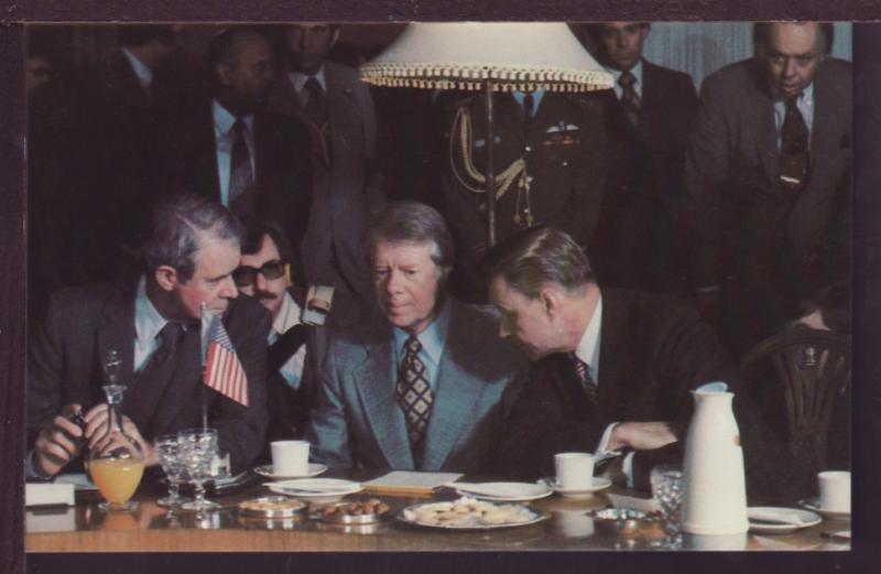 Jimmy Carter and Cyrus Vance Meeting in India Postcard 3481