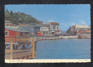 SAUSALITO CALIFORNIA WATERFRONT STREET SCENE OLD CARS VINTAGE POSTCARD