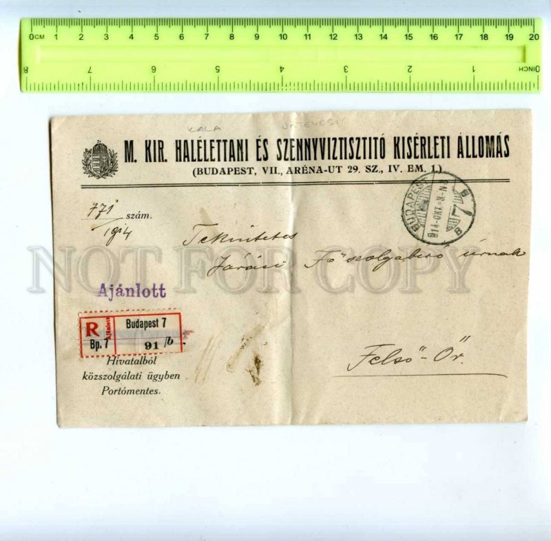 414737 HUNGARY 1904 year registered Budapest real posted COVER w/ label