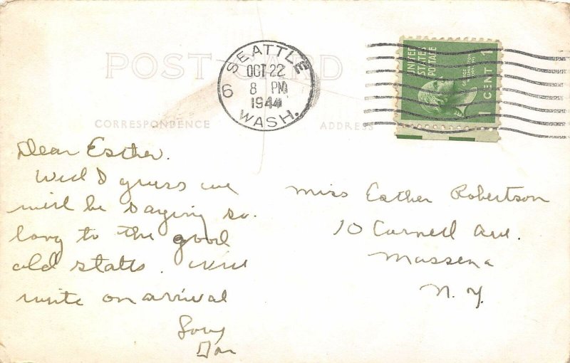 Crawford Seafood Restaurant Seattle Washington 1944 postmark real photo postcard